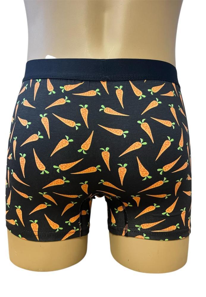 Boxeri de barbati veseli ,imprimeu morcovi ,culoare negru ,En-gros